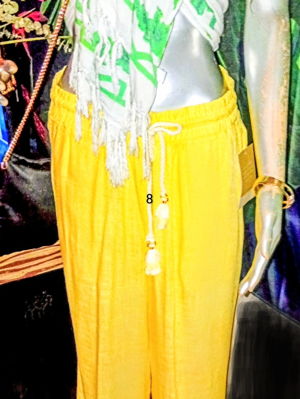 Calligraphe Bright Yellow Linen Pants with Drawstring
